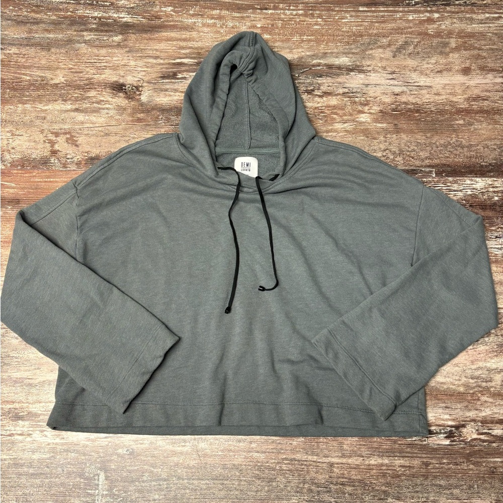 VGUC Demi Lovato for Fabletics Oversized Grey Hooded Sweatshirt, Large